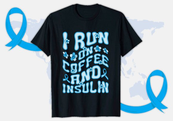 Retro Wavy Diabetes Awareness T-shirt Design Review