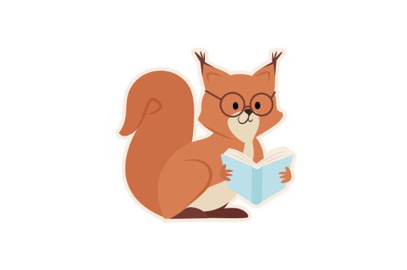 Review: Squirrel with Glasses Reading Book Sticker Design